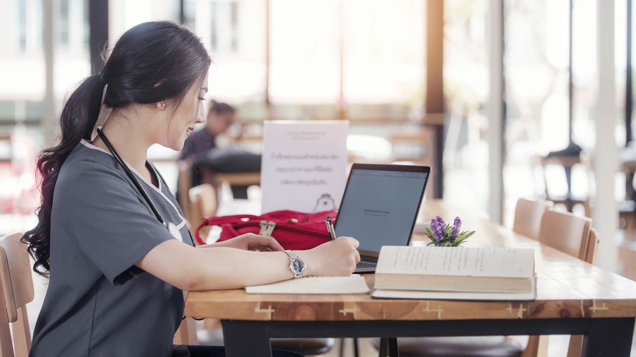 student on computer